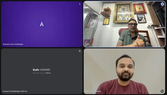 Anand Shrivastava running an online 1:1 AI mastery session with a business owner