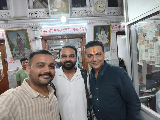 Anand Shrivastava with the Dalmia Synthetics team at their textile store