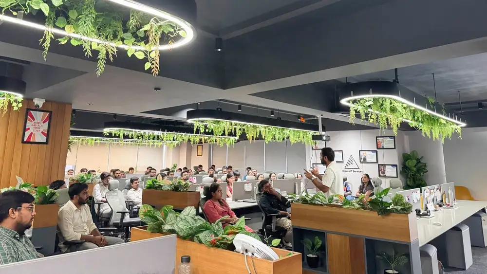 Anand Shrivastava training 100+ employees at Impero IT Services