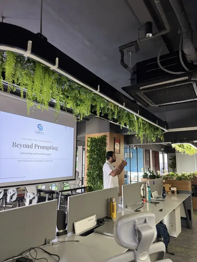 Beyond Prompting: discovering real AI workflow gaps, a slide from an AI discovery session by Anand Shrivastava