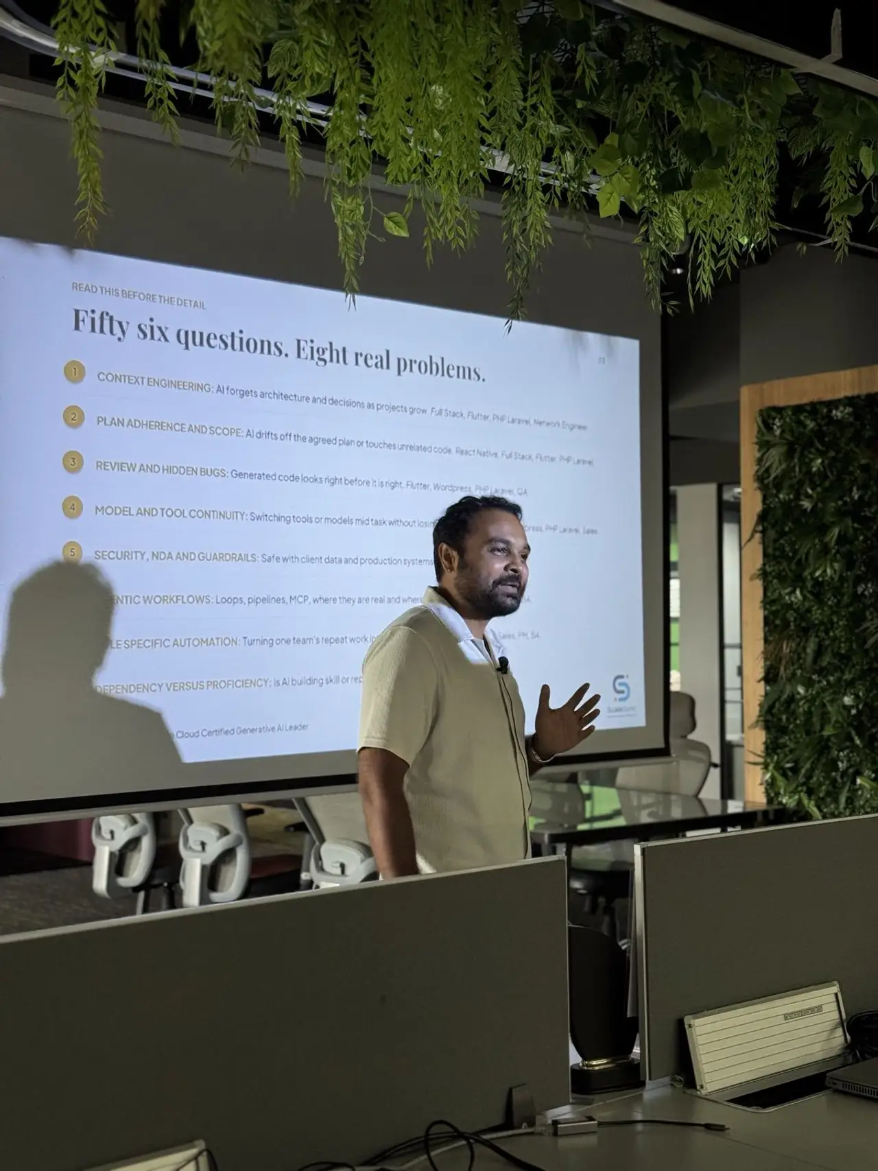 Slide listing eight real AI workflow problems, from Anand Shrivastava's session at Impero IT Services