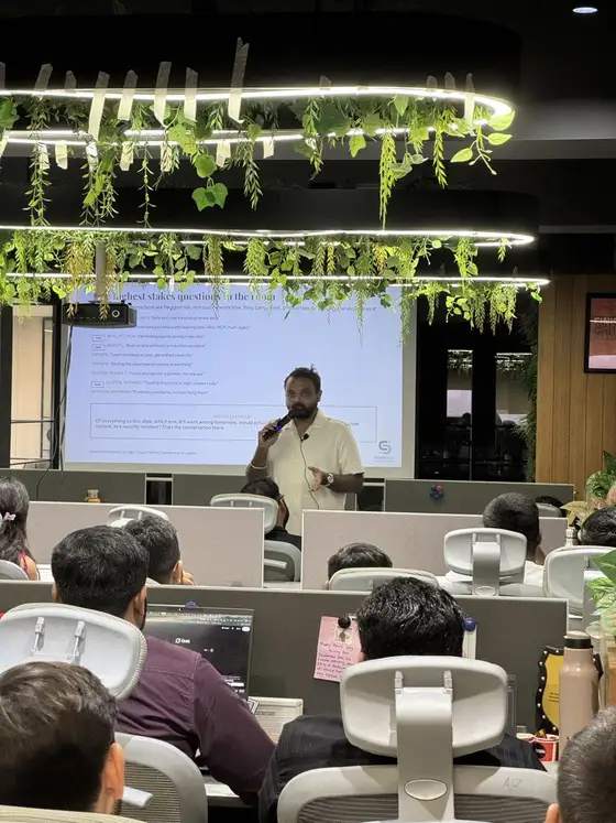 Anand presenting AI best practices to Impero IT Services